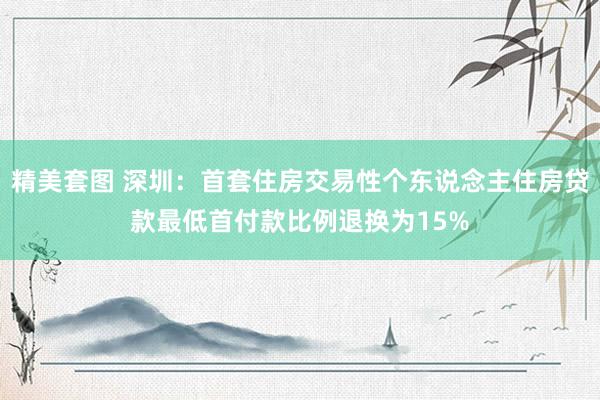 精美套图 深圳：首套住房交易性个东说念主住房贷款最低首付款比例退换为15%
