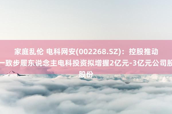 家庭乱伦 电科网安(002268.SZ)：控股推动之一致步履东说念主电科投资拟增握2亿元-3亿元公司股份