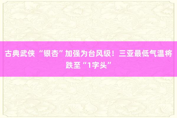 古典武侠 “银杏”加强为台风级！三亚最低气温将跌至“1字头”
