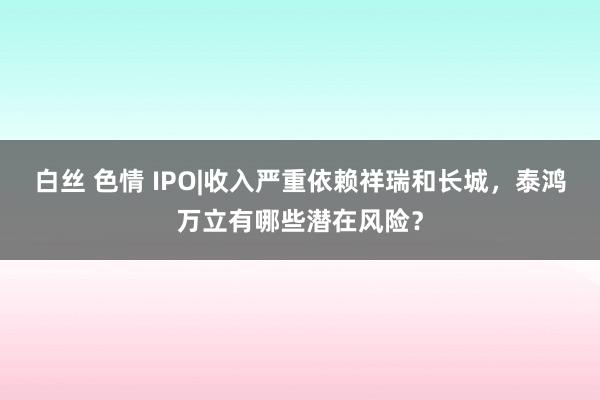 白丝 色情 IPO|收入严重依赖祥瑞和长城，泰鸿万立有哪些潜在风险？