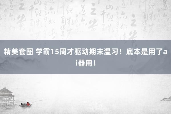 精美套图 学霸15周才驱动期末温习!底本是用了ai器用!