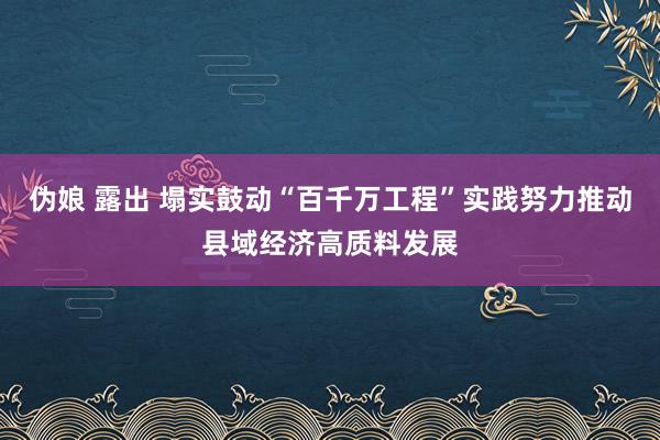 伪娘 露出 塌实鼓动“百千万工程”实践努力推动县域经济高质料发展