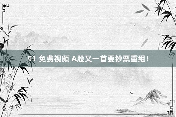 91 免费视频 A股又一首要钞票重组！