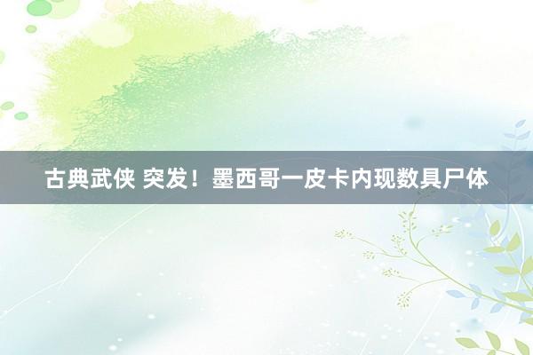古典武侠 突发！墨西哥一皮卡内现数具尸体