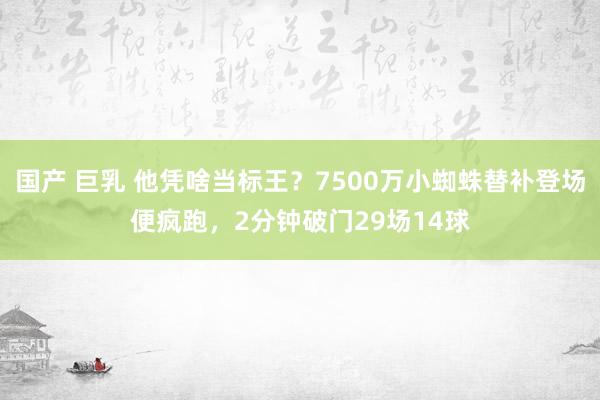 国产 巨乳 他凭啥当标王？7500万小蜘蛛替补登场便疯跑，2分钟破门29场14球