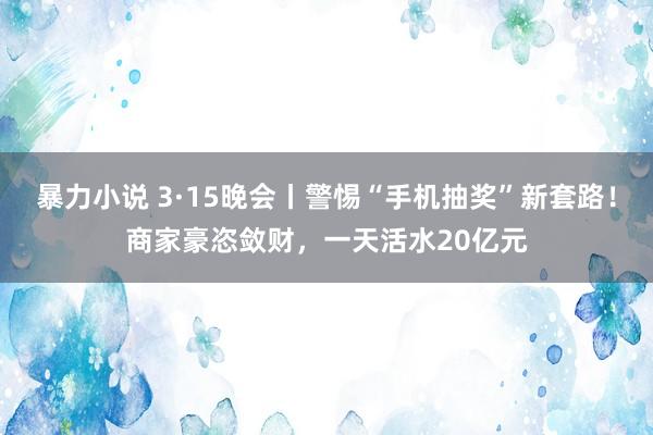 暴力小说 3·15晚会丨警惕“手机抽奖”新套路！商家豪恣敛财，一天活水20亿元