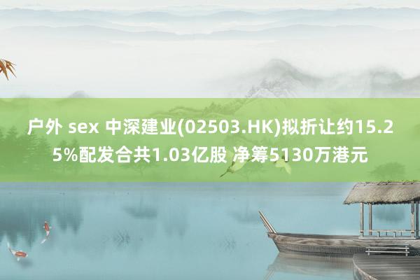 户外 sex 中深建业(02503.HK)拟折让约15.25%配发合共1.03亿股 净筹5130万港元